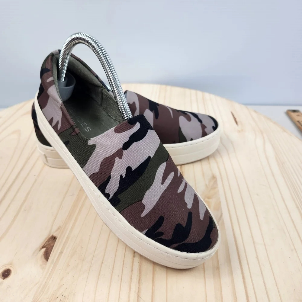 J/ Slides Harlow Slip-on Platform Sneaker In Green Camo Lycra. Platform Size 7.5 - Picture 2 of 12